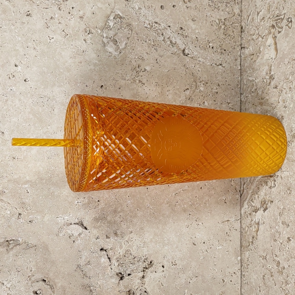 Starbucks 2022 Orange Mango Gradient Jeweled Grid 24oz Acrylic Tumbler